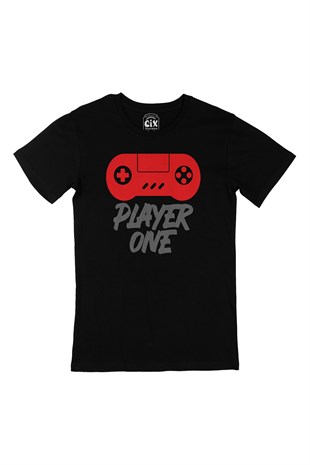 Kırmızı Player One  Siyah Tişört