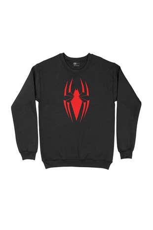 Kırmızı Renkli Örümcek Siyah Sweatshirt