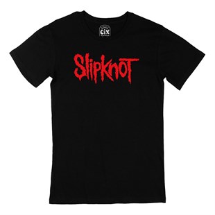 Kırmızı Slipknot Yazılı Siyah Tişört
