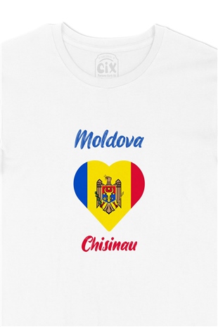 Kişinev Moldova Bayraklı Kalpli Tişört