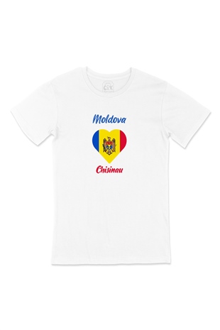 Kişinev Moldova Bayraklı Kalpli Tişört