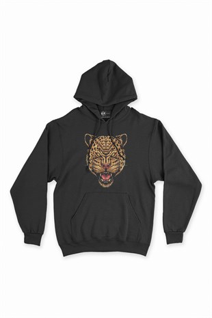 Kızgın Kaplan Siyah Kapşonlu Sweatshirt Hoodie