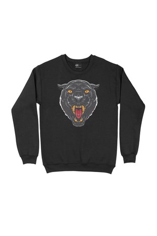 Kızgın Panterli Siyah Sweatshirt