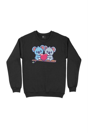 Koala Aşkı Siyah Sweatshirt