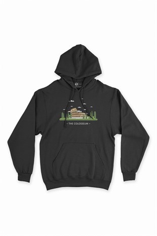 Kolezyum Siyah Kapşonlu Sweatshirt Hoodie