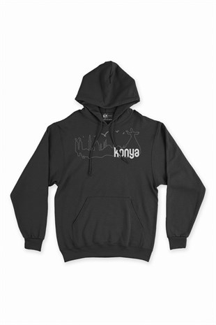 Konya Çizimli Kapşonlu Sweatshirt Hoodie