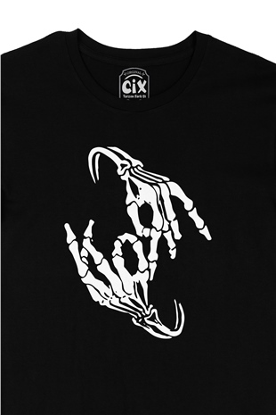 Korn İskelet El Siyah Tişört
