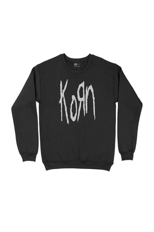 Korn Yazılı Siyah Sweatshirt
