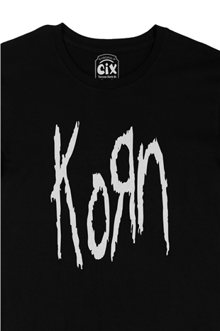 Korn Yazılı Siyah Tişört