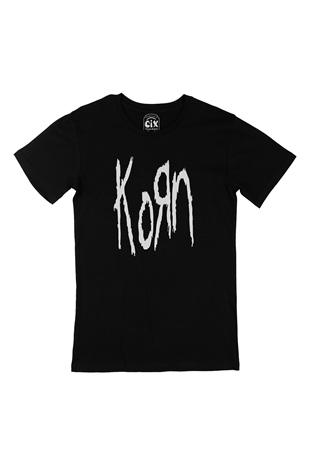 Korn Yazılı Siyah Tişört