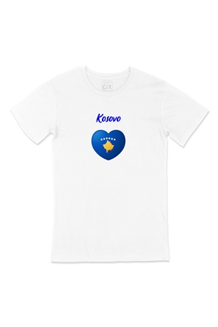 Kosova Bayraklı Kalpli Tişört
