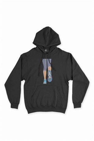Koşucu Siyah Kapşonlu Sweatshirt Hoodie