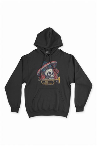 Kovboy Kuru Kafa Siyah Kapşonlu Sweatshirt Hoodie