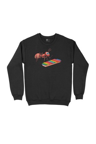 Ksilofon Çalan Karınca Siyah Sweatshirt