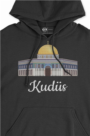 Kudüs Siyah Sweatshirt Hoodie