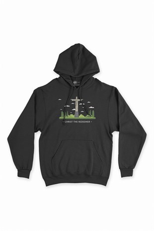 Kurtarıcı İsa Siyah Kapşonlu Sweatshirt Hoodie