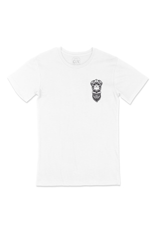 Kuru Kafa Şah Cep Logo Tasarımlı Beyaz Tişört