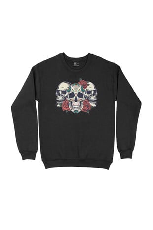 Kuru Kafalar Siyah Sweatshirt
