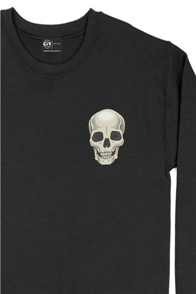 Kurukafa Tarz Cep Tasarım Baskılı Sweatshirt