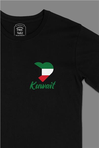Kuveyt Baskılı Cep Tasarım Siyah Tişört