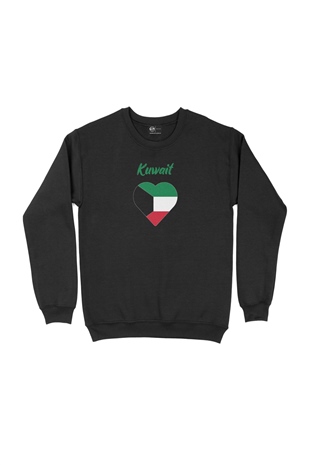 Kuveyt Bayraklı Kalpli Siyah Sweatshirt
