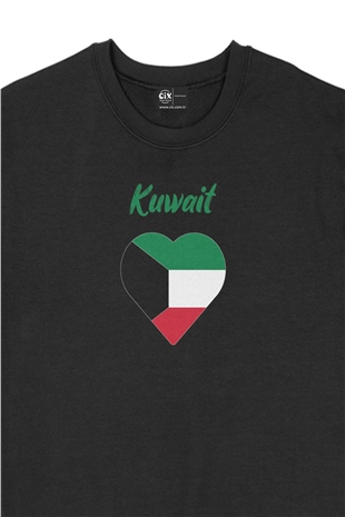 Kuveyt Bayraklı Kalpli Siyah Sweatshirt
