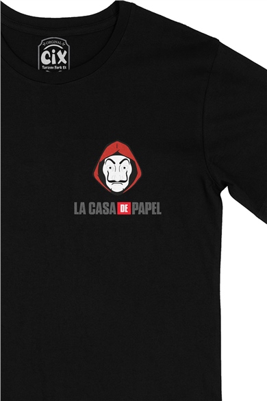 La Casa De Papel Cep Logo Tasarımlı Siyah Tişört