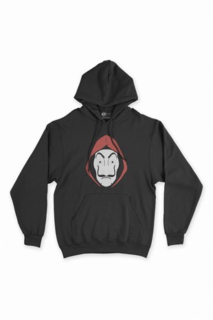 La Casa Maskeli Siyah Kapşonlu Sweatshirt Hoodie