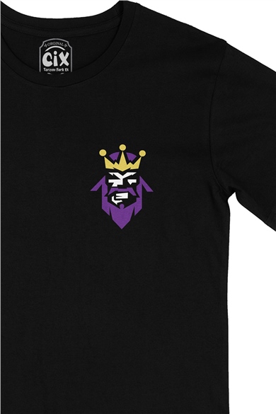 LA King Cep Logo Tasarımlı Siyah Tişört