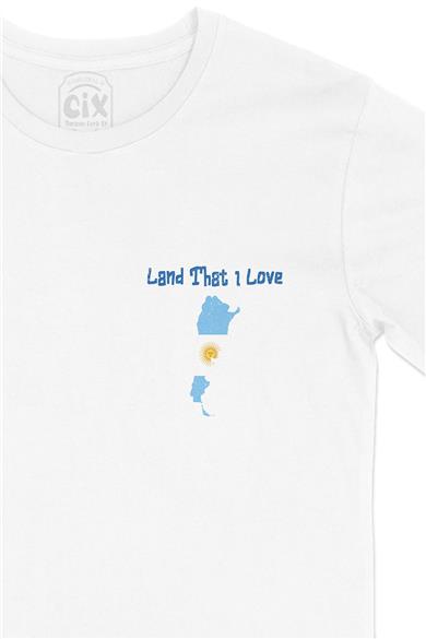 Land That I Love Arjantin Cep Tasarım Baskılı Beyaz Tişört