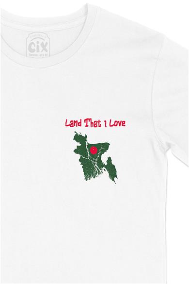 Land That I Love Bangladeş Cep Tasarım Baskılı Beyaz Tişört