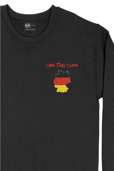 Land That I Love Belçika Cep Tasarım Baskılı Sweatshirt