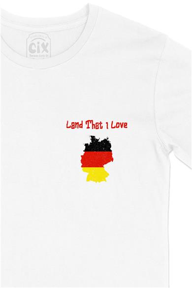 Land That I Love Belçika Cep Tasarım Baskılı Beyaz Tişört