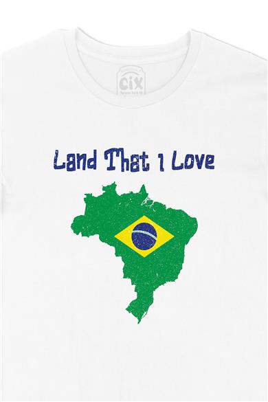 Land That I Love Brezilya Beyaz Tişört