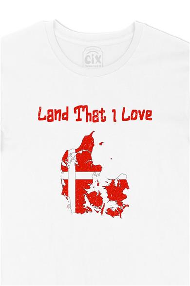 Land That I Love Danimarka Beyaz Tişört