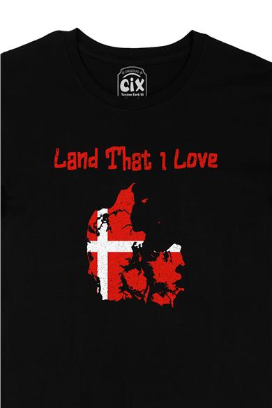 Land That I Love Danimarka Siyah Tişört