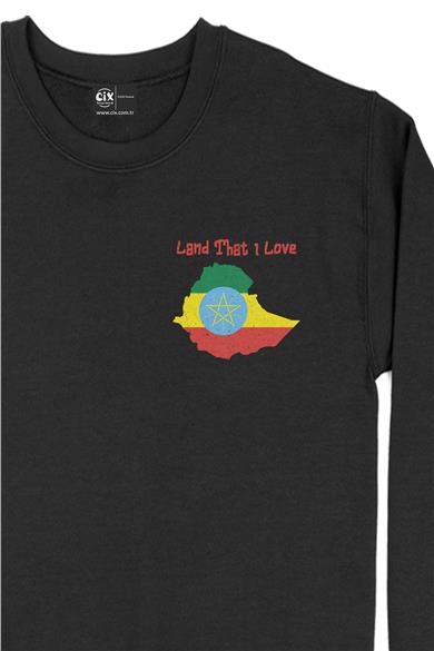 Land That I Love Etiyopya Cep Tasarım Baskılı Sweatshirt