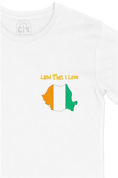 Land That I Love Fildişi Cep Tasarım Baskılı Beyaz Tişört