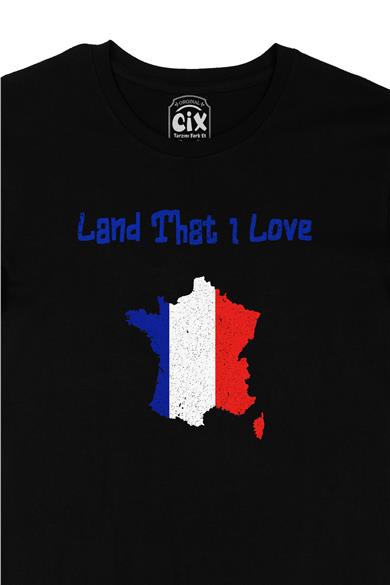 Land That I Love Fransa Siyah Tişört