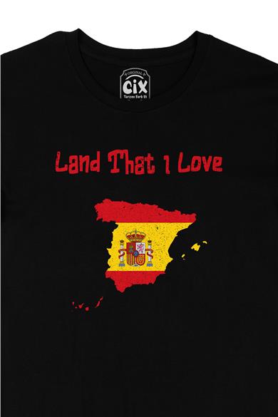 Land That I Love İspanya Siyah Tişört