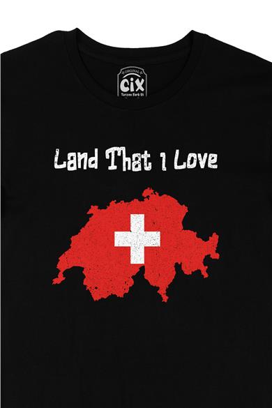 Land That I Love İsviçre Siyah Tişört