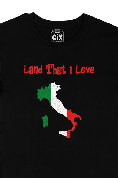 Land That I Love İtalya Siyah Tişört