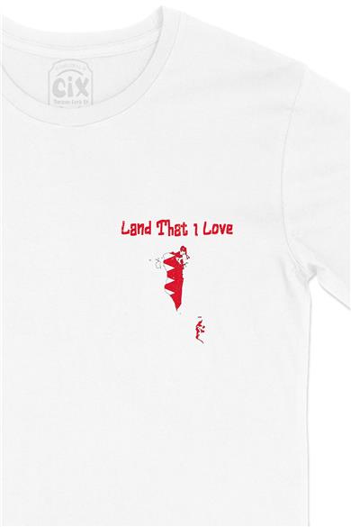 Land That I Love Katar Cep Tasarım Baskılı Beyaz Tişört