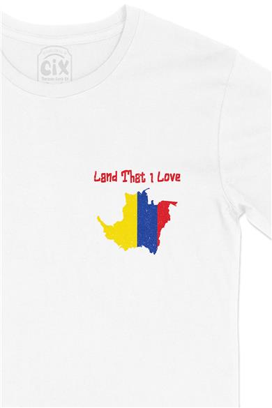 Land That I Love Kolombiya Cep Tasarım Baskılı Beyaz Tişört