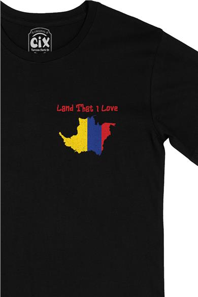 Land That I Love Kolombiya Cep Tasarım Baskılı Siyah Tişört