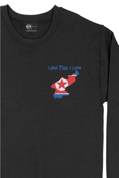 Land That I Love Kuzey Kore Cep Tasarım Baskılı Sweatshirt