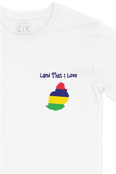 Land That I Love Mauritius Cep Tasarım Baskılı Beyaz Tişört