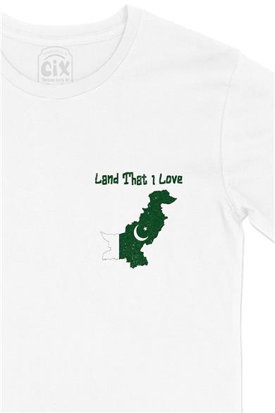 Land That I Love Pakistan Cep Tasarım Baskılı Beyaz Tişört