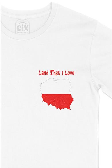 Land That I Love Polonya Cep Tasarım Baskılı Beyaz Tişört