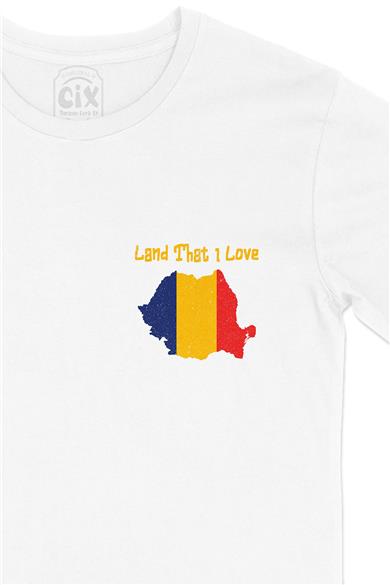 Land That I Love Romanya Cep Tasarım Baskılı Beyaz Tişört